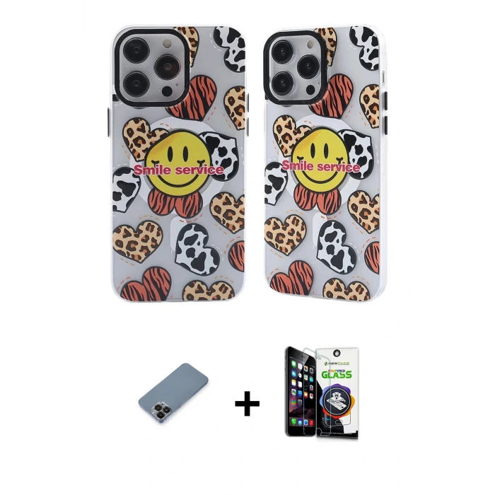 ieg™ iPhone 12 Pro Max Kılıf Nova Doku Koleksiyonu - Şeffaf Temperli Cam Ekran Koruyucu + Metal Kamera Lens Koruma Cam - SH