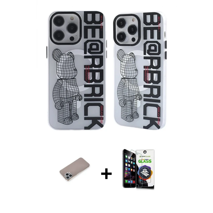 ieg™ iPhone 12 Pro Max Kılıf Nova Doku Koleksiyonu - Şeffaf Temperli Cam Ekran Koruyucu + Shine Kamera Lens Koruma Cam - SABE