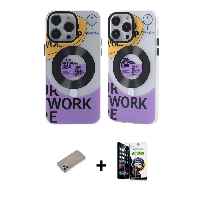 ieg™ iPhone 12 Pro Max Kılıf Nova Doku Koleksiyonu - Şeffaf Temperli Cam Ekran Koruyucu + Shine Kamera Lens Koruma Cam - SABE