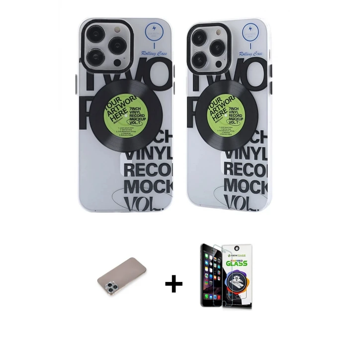 ieg™ iPhone 12 Pro Max Kılıf Nova Doku Koleksiyonu - Şeffaf Temperli Cam Ekran Koruyucu + Shine Kamera Lens Koruma Cam - SABE