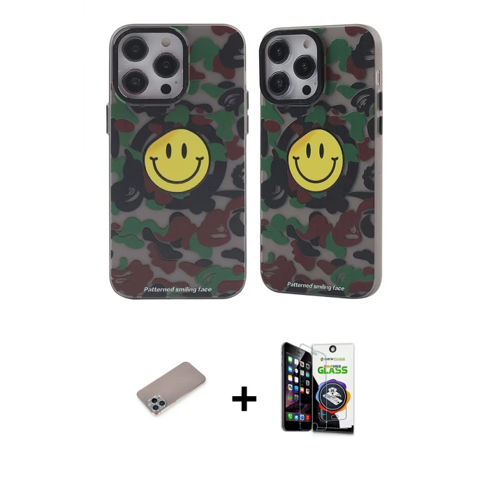 ieg™ iPhone 12 Pro Max Kılıf Nova Doku Koleksiyonu - Şeffaf Temperli Cam Ekran Koruyucu + Shine Kamera Lens Koruma Cam - SABE