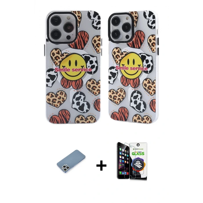 ieg™ iPhone 12 Pro Max Kılıf Nova Doku Koleksiyonu - Şeffaf Temperli Cam Ekran Koruyucu + Shine Kamera Lens Koruma Cam - GS
