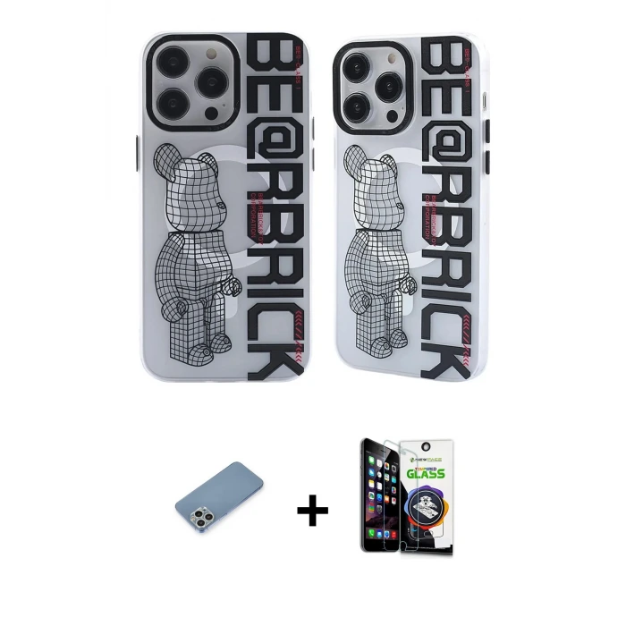 ieg™ iPhone 12 Pro Max Kılıf Nova Doku Koleksiyonu - Şeffaf Temperli Cam Ekran Koruyucu + Shine Kamera Lens Koruma Cam - GS