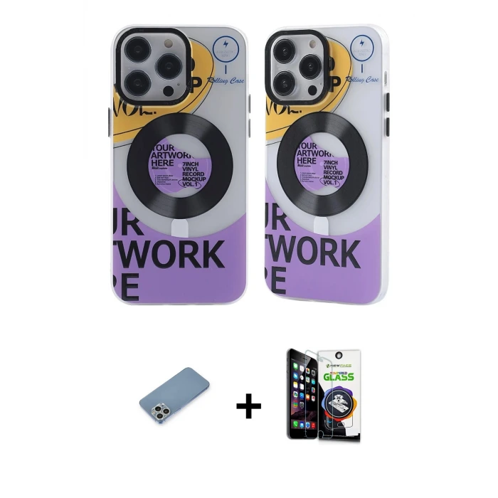 ieg™ iPhone 12 Pro Max Kılıf Nova Doku Koleksiyonu - Şeffaf Temperli Cam Ekran Koruyucu + Shine Kamera Lens Koruma Cam - GS