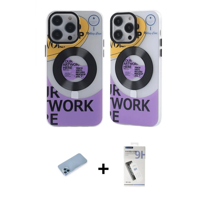 ieg™ iPhone 12 Pro Max Kılıf Nova Doku Koleksiyonu - Şeffaf Uv Polymer Nano Ekran Koruyucu + Shine Kamera Lens Koruma Cam - MI