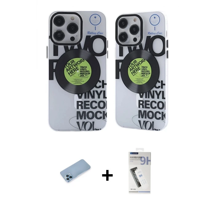 ieg™ iPhone 12 Pro Max Kılıf Nova Doku Koleksiyonu - Şeffaf Uv Polymer Nano Ekran Koruyucu + Shine Kamera Lens Koruma Cam - MI