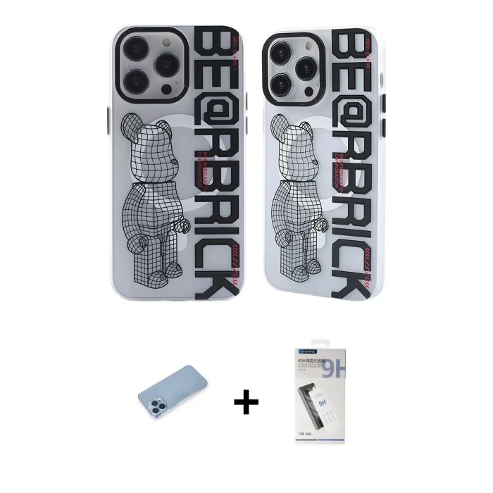 ieg™ iPhone 12 Pro Max Kılıf Nova Doku Koleksiyonu - Şeffaf Uv Polymer Nano Ekran Koruyucu + Shine Kamera Lens Koruma Cam - MI