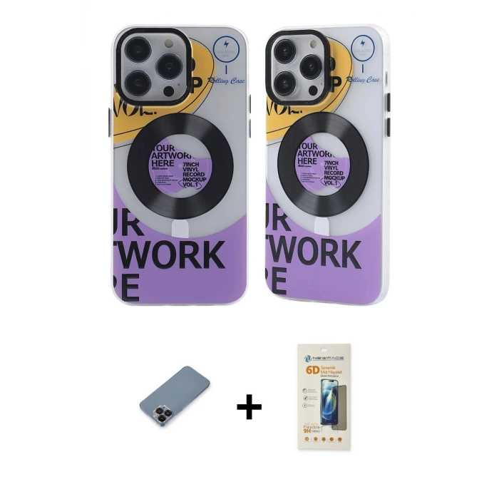 ieg™ iPhone 12 Pro Max Kılıf Nova Doku Koleksiyonu - Siyah 6D Mat Seramik Hayalet Nano Ekran Koruyucu + Metal Kamera Lens Koruma Cam - SH