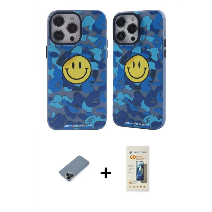 ieg™ iPhone 12 Pro Max Kılıf Nova Doku Koleksiyonu - Siyah 6D Mat Seramik Hayalet Nano Ekran Koruyucu + Metal Kamera Lens Koruma Cam - SH