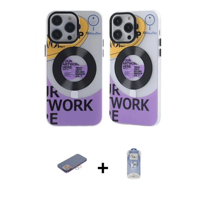 ieg™ iPhone 12 Pro Max Kılıf Nova Doku Koleksiyonu - Siyah Joko Magic 5D Cam + Renkli Kamera Lens Koruma Cam - PE