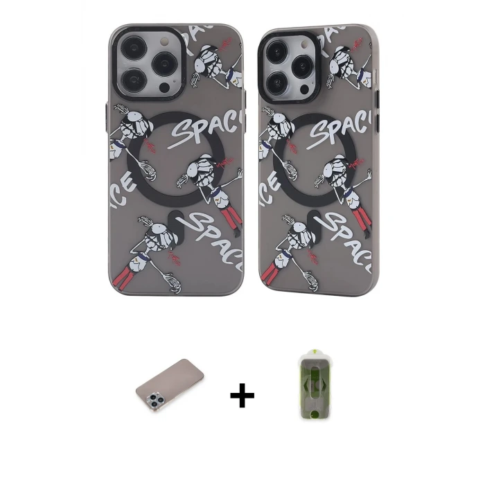 ieg™ iPhone 12 Pro Max Kılıf Nova Doku Koleksiyonu - Siyah Joko Magic 5D Hayalet Cam + Shine Kamera Lens Koruma Cam - SABE