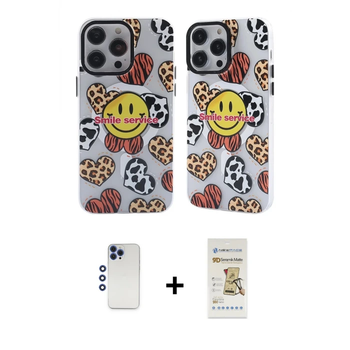 ieg™ iPhone 12 Pro Max Kılıf Nova Doku Koleksiyonu - Siyah Mat Seramik Nano Ekran Koruyucu + Shine Kamera Lens - LT