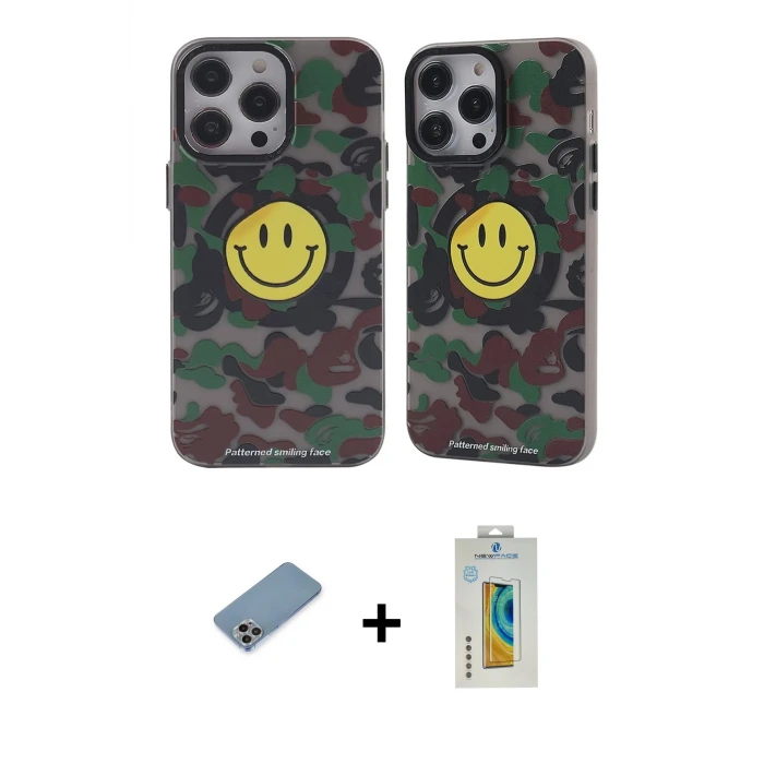 ieg™ iPhone 12 Pro Max Kılıf Nova Doku Koleksiyonu - Siyah Polymer Nano Ekran Koruyucu + Shine Kamera Lens Koruma Cam - GI