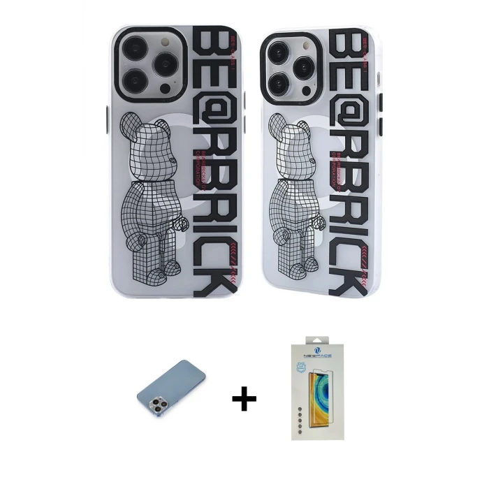 ieg™ iPhone 12 Pro Max Kılıf Nova Doku Koleksiyonu - Siyah Polymer Nano Ekran Koruyucu + Shine Kamera Lens Koruma Cam - GI
