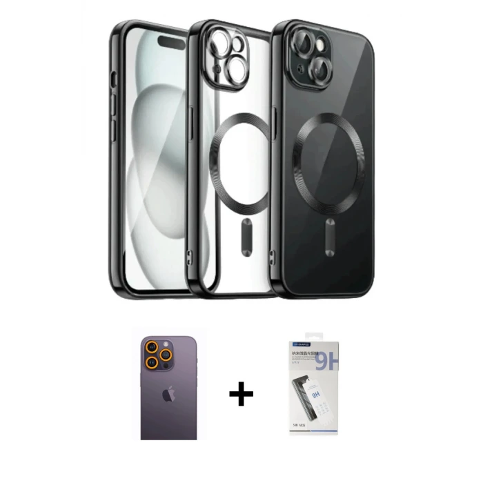 ieg™ iPhone 12 Pro Max Kılıf Nova Işık Özel Seri - Şeffaf Uv Polymer Nano Ekran Koruyucu + Neon Fosforlu Kamera Lens - SI
