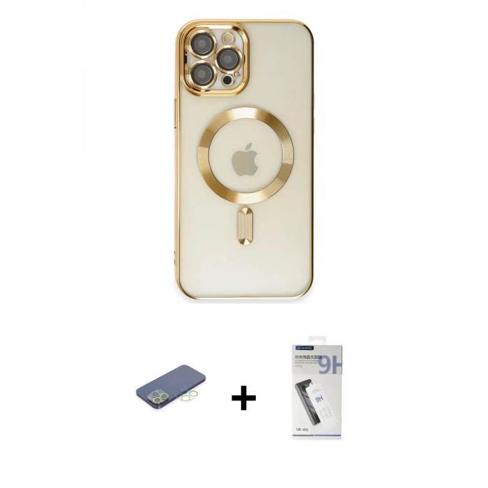 ieg™ iPhone 12 Pro Max Kılıf Nova Işık Özel Seri - Şeffaf Uv Polymer Nano Ekran Koruyucu + Renkli Kamera Lens Koruma Cam - YL