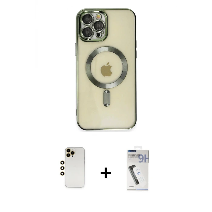 ieg™ iPhone 12 Pro Max Kılıf Nova Işık Özel Seri - Şeffaf Uv Polymer Nano Ekran Koruyucu + Shine Kamera Lens - GD