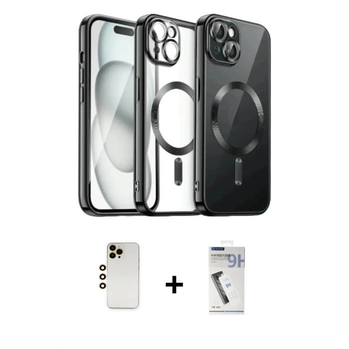 ieg™ iPhone 12 Pro Max Kılıf Nova Işık Özel Seri - Şeffaf Uv Polymer Nano Ekran Koruyucu + Shine Kamera Lens - GD