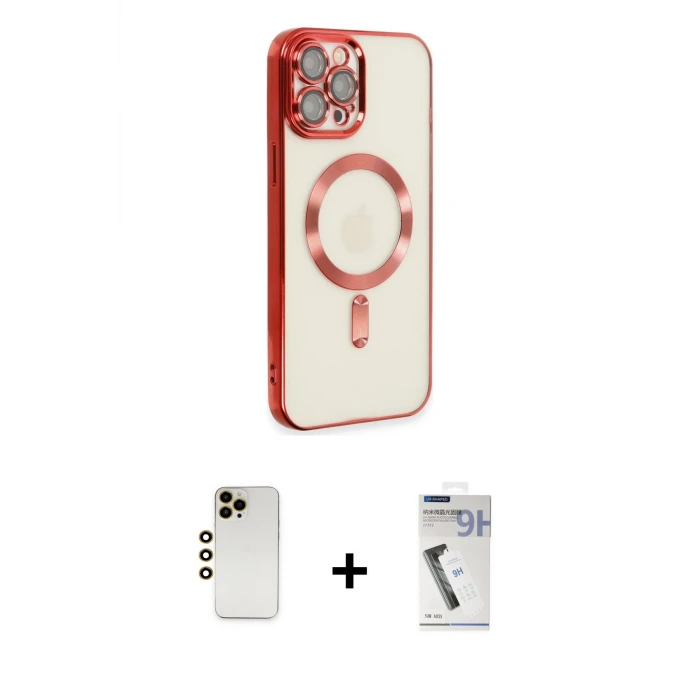 ieg™ iPhone 12 Pro Max Kılıf Nova Işık Özel Seri - Şeffaf Uv Polymer Nano Ekran Koruyucu + Shine Kamera Lens - GD