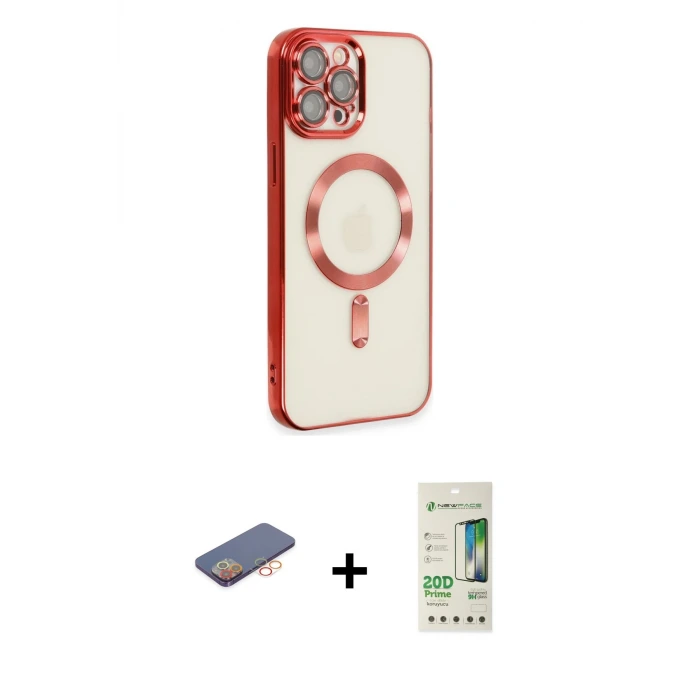 ieg™ iPhone 12 Pro Max Kılıf Nova Işık Özel Seri - Siyah 20D Premium Cam Ekran Koruyucu + Renkli Kamera Lens Koruma Cam - TU