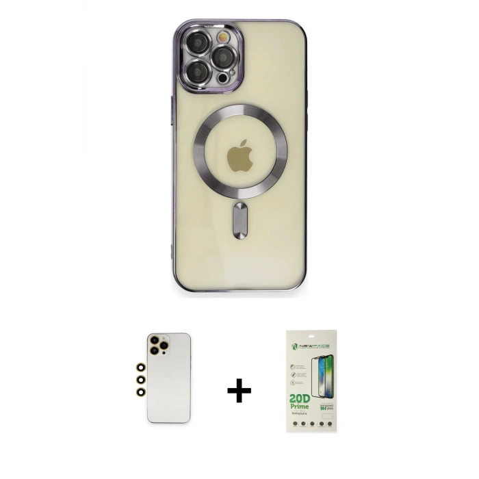 ieg™ iPhone 12 Pro Max Kılıf Nova Işık Özel Seri - Siyah 20D Premium Cam Ekran Koruyucu + Shine Kamera Lens - GD