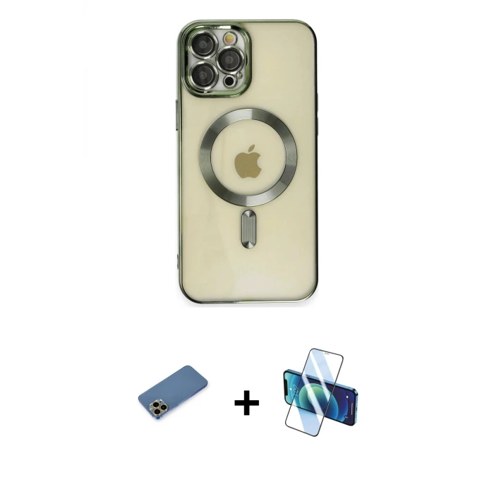 ieg™ iPhone 12 Pro Max Kılıf Nova Işık Özel Seri - Siyah 3D Antistatik Seramik Nano Ekran Koruyucu + Shine Kamera Lens Koruma Cam - GD