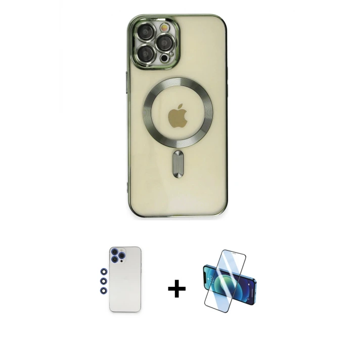 ieg™ iPhone 12 Pro Max Kılıf Nova Işık Özel Seri - Siyah 3D Antistatik Seramik Nano Ekran Koruyucu + Shine Kamera Lens - LT