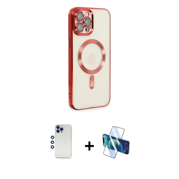 ieg™ iPhone 12 Pro Max Kılıf Nova Işık Özel Seri - Siyah 3D Antistatik Seramik Nano Ekran Koruyucu + Shine Kamera Lens - LT