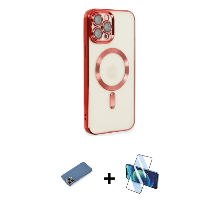ieg™ iPhone 12 Pro Max Kılıf Nova Işık Özel Seri - Siyah 3D Antistatik Seramik Nano Ekran Koruyucu + Shine Kamera Lens Koruma Cam - GD