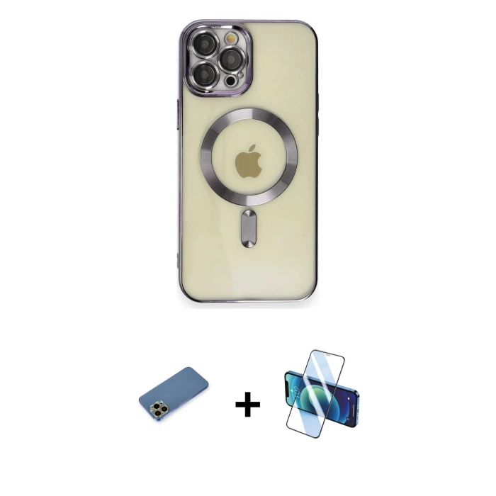 ieg™ iPhone 12 Pro Max Kılıf Nova Işık Özel Seri - Siyah 3D Antistatik Seramik Nano Ekran Koruyucu + Shine Kamera Lens Koruma Cam - GD