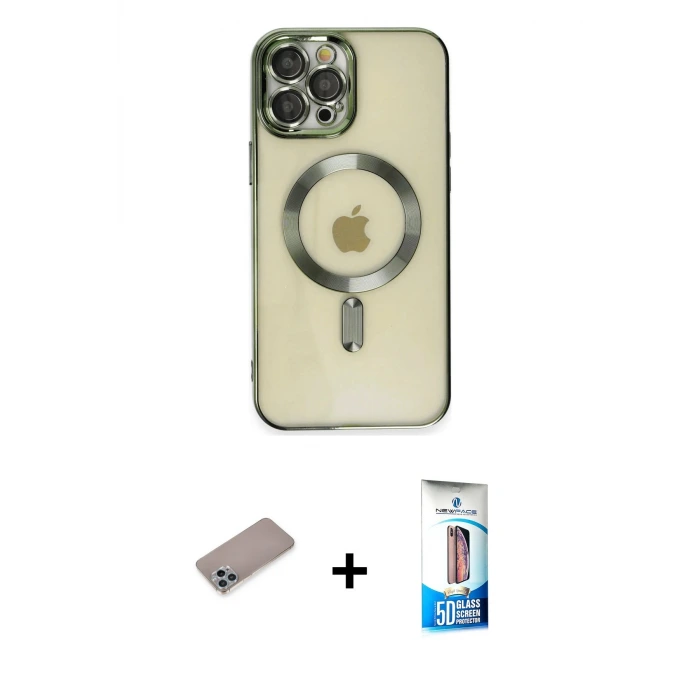 ieg™ iPhone 12 Pro Max Kılıf Nova Işık Özel Seri - Siyah 5D Eko Cam Ekran Koruyucu + Shine Kamera Lens Koruma Cam - SABE