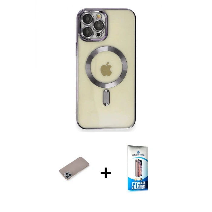 ieg™ iPhone 12 Pro Max Kılıf Nova Işık Özel Seri - Siyah 5D Eko Cam Ekran Koruyucu + Shine Kamera Lens Koruma Cam - SABE