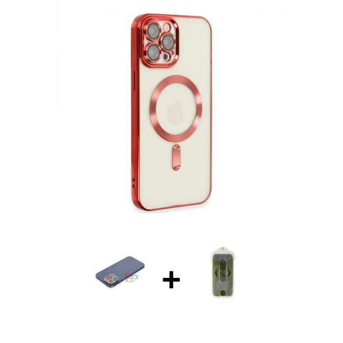 ieg™ iPhone 12 Pro Max Kılıf Nova Işık Özel Seri - Siyah Joko Magic 5D Hayalet Cam + Renkli Kamera Lens Koruma Cam - MI