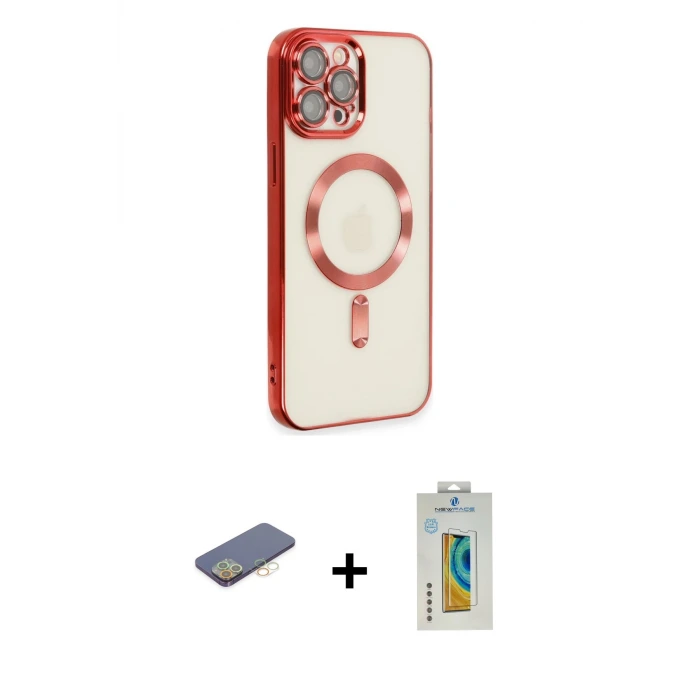 ieg™ iPhone 12 Pro Max Kılıf Nova Işık Özel Seri - Siyah Polymer Nano Ekran Koruyucu + Renkli Kamera Lens Koruma Cam - SI
