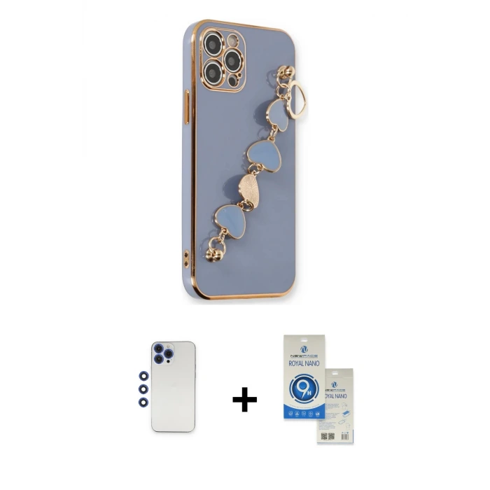 ieg™ iPhone 12 Pro Max Kılıf Nova Işık Prime - Şeffaf Royal Nano Ekran Koruyucu + Shine Kamera Lens - LT