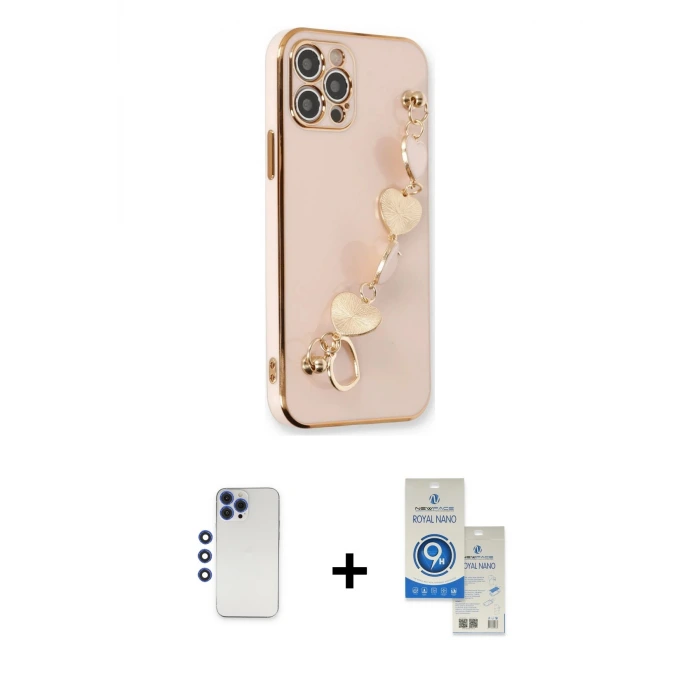 ieg™ iPhone 12 Pro Max Kılıf Nova Işık Prime - Şeffaf Royal Nano Ekran Koruyucu + Shine Kamera Lens - LT