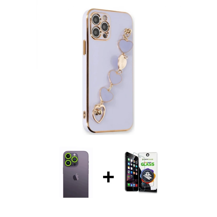 ieg™ iPhone 12 Pro Max Kılıf Nova Işık Prime - Şeffaf Temperli Cam Ekran Koruyucu + Neon Fosforlu Kamera Lens - YL
