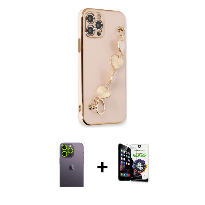 ieg™ iPhone 12 Pro Max Kılıf Nova Işık Prime - Şeffaf Temperli Cam Ekran Koruyucu + Neon Fosforlu Kamera Lens - YL