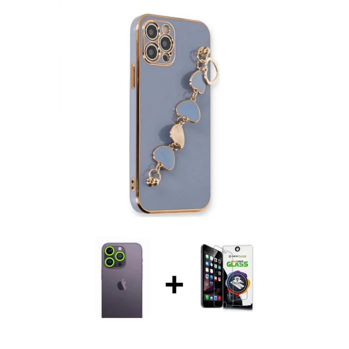 ieg™ iPhone 12 Pro Max Kılıf Nova Işık Prime - Şeffaf Temperli Cam Ekran Koruyucu + Neon Fosforlu Kamera Lens - YL