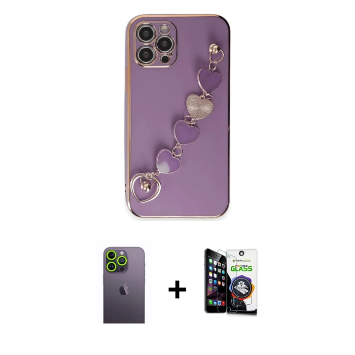 ieg™ iPhone 12 Pro Max Kılıf Nova Işık Prime - Şeffaf Temperli Cam Ekran Koruyucu + Neon Fosforlu Kamera Lens - YL