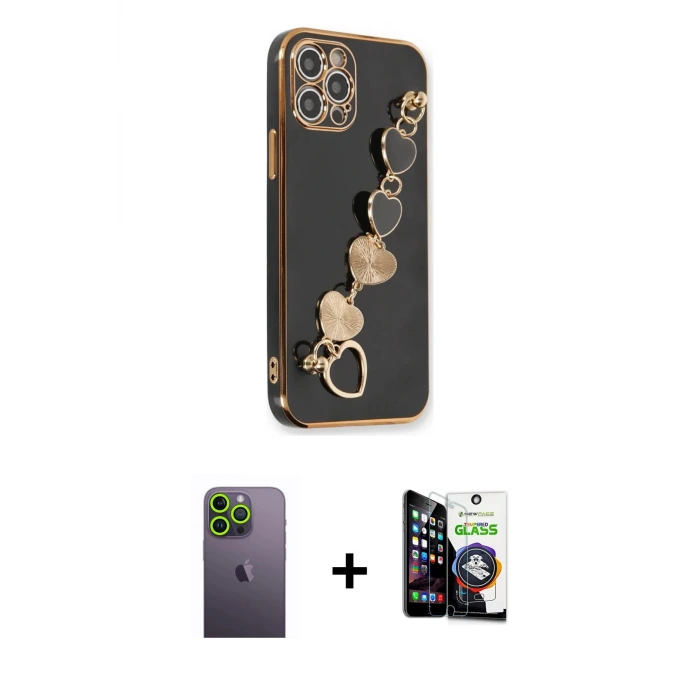 ieg™ iPhone 12 Pro Max Kılıf Nova Işık Prime - Şeffaf Temperli Cam Ekran Koruyucu + Neon Fosforlu Kamera Lens - YL