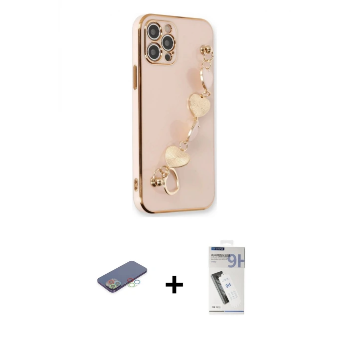 ieg™ iPhone 12 Pro Max Kılıf Nova Işık Prime - Şeffaf Uv Polymer Nano Ekran Koruyucu + Renkli Kamera Lens Koruma Cam - MI