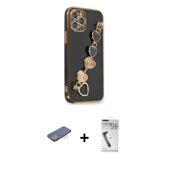 ieg™ iPhone 12 Pro Max Kılıf Nova Işık Prime - Şeffaf Uv Polymer Nano Ekran Koruyucu + Renkli Kamera Lens Koruma Cam - MI