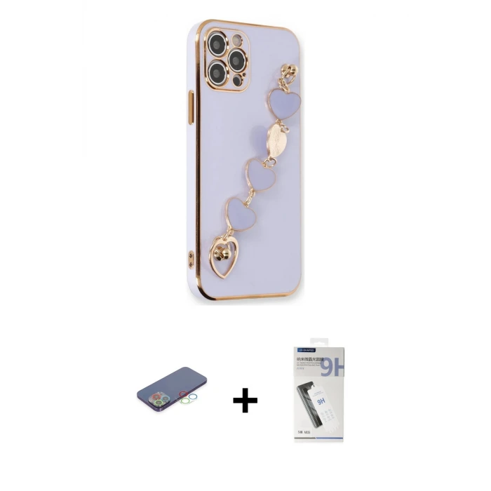 ieg™ iPhone 12 Pro Max Kılıf Nova Işık Prime - Şeffaf Uv Polymer Nano Ekran Koruyucu + Renkli Kamera Lens Koruma Cam - MI