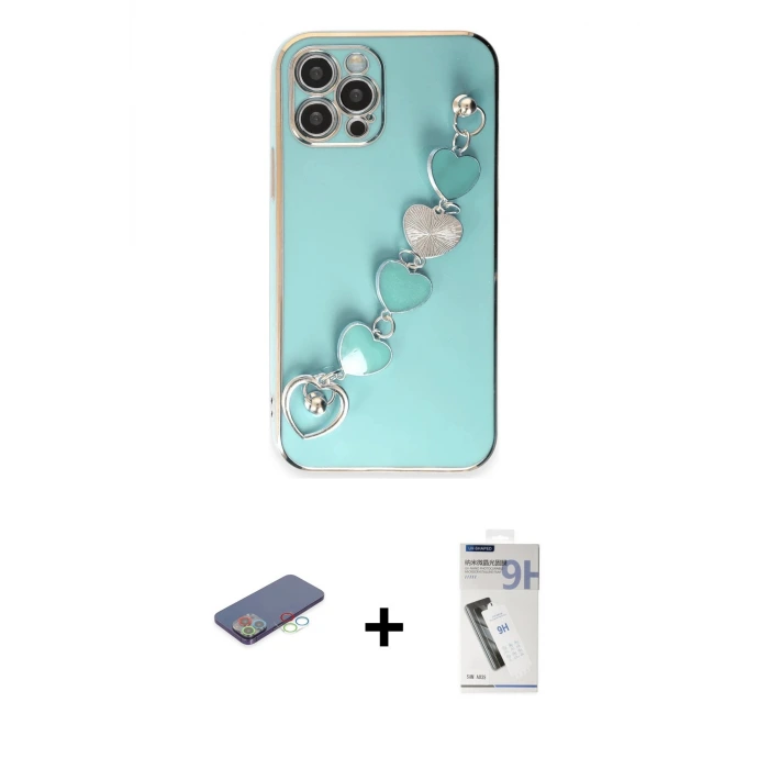 ieg™ iPhone 12 Pro Max Kılıf Nova Işık Prime - Şeffaf Uv Polymer Nano Ekran Koruyucu + Renkli Kamera Lens Koruma Cam - MI