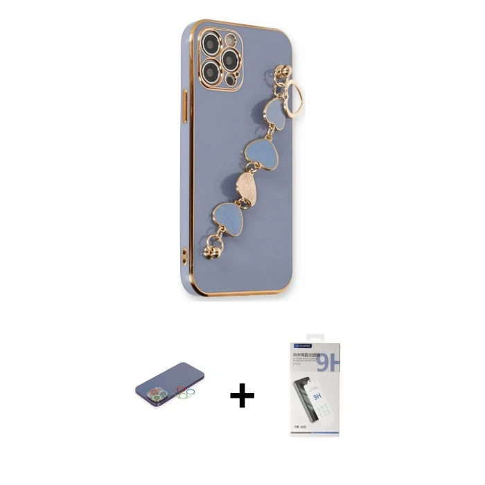 ieg™ iPhone 12 Pro Max Kılıf Nova Işık Prime - Şeffaf Uv Polymer Nano Ekran Koruyucu + Renkli Kamera Lens Koruma Cam - MI
