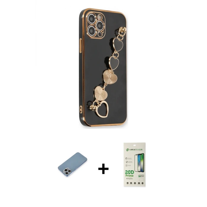 ieg™ iPhone 12 Pro Max Kılıf Nova Işık Prime - Siyah 20D Premium Cam Ekran Koruyucu + Shine Kamera Lens Koruma Cam - GI