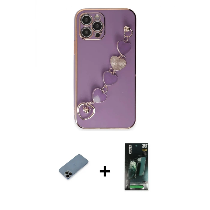 ieg™ iPhone 12 Pro Max Kılıf Nova Işık Prime - Siyah 360 Mat Full Body Arka Koruyucu + Shine Kamera Lens Koruma Cam - SH