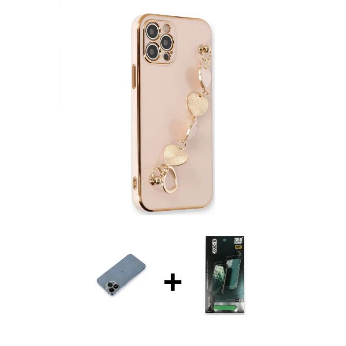 ieg™ iPhone 12 Pro Max Kılıf Nova Işık Prime - Siyah 360 Mat Full Body Arka Koruyucu + Shine Kamera Lens Koruma Cam - SH