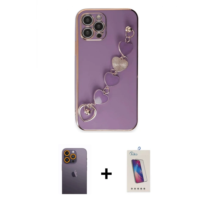 ieg™ iPhone 12 Pro Max Kılıf Nova Işık Prime - Siyah Joko 5D Cam + Neon Fosforlu Kamera Lens - SI